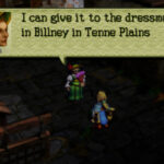 Screenshot of Ogre Battle 64: A noblewoman mentions a dressmaker that lives in Billney.